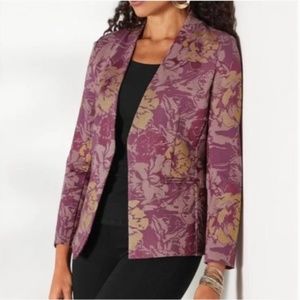 Soft Surroundings Purple Tuscan Rose Gold Metallic Floral Blazer Jacket /Size 3X